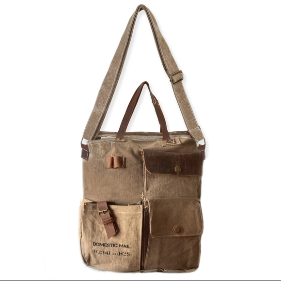 Vintage canvas crossbody messenger bag - Picture 1 of 2